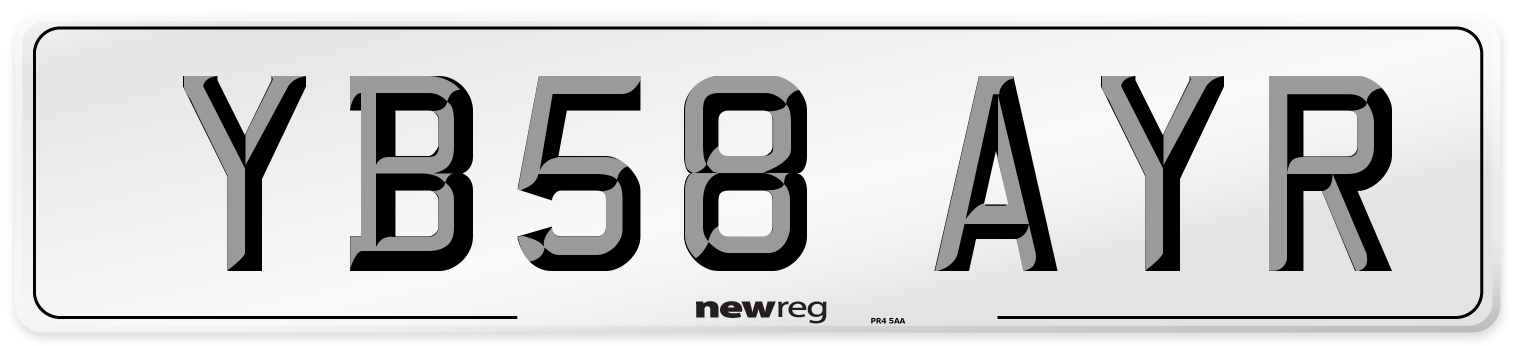 YB58 AYR Number Plate from New Reg